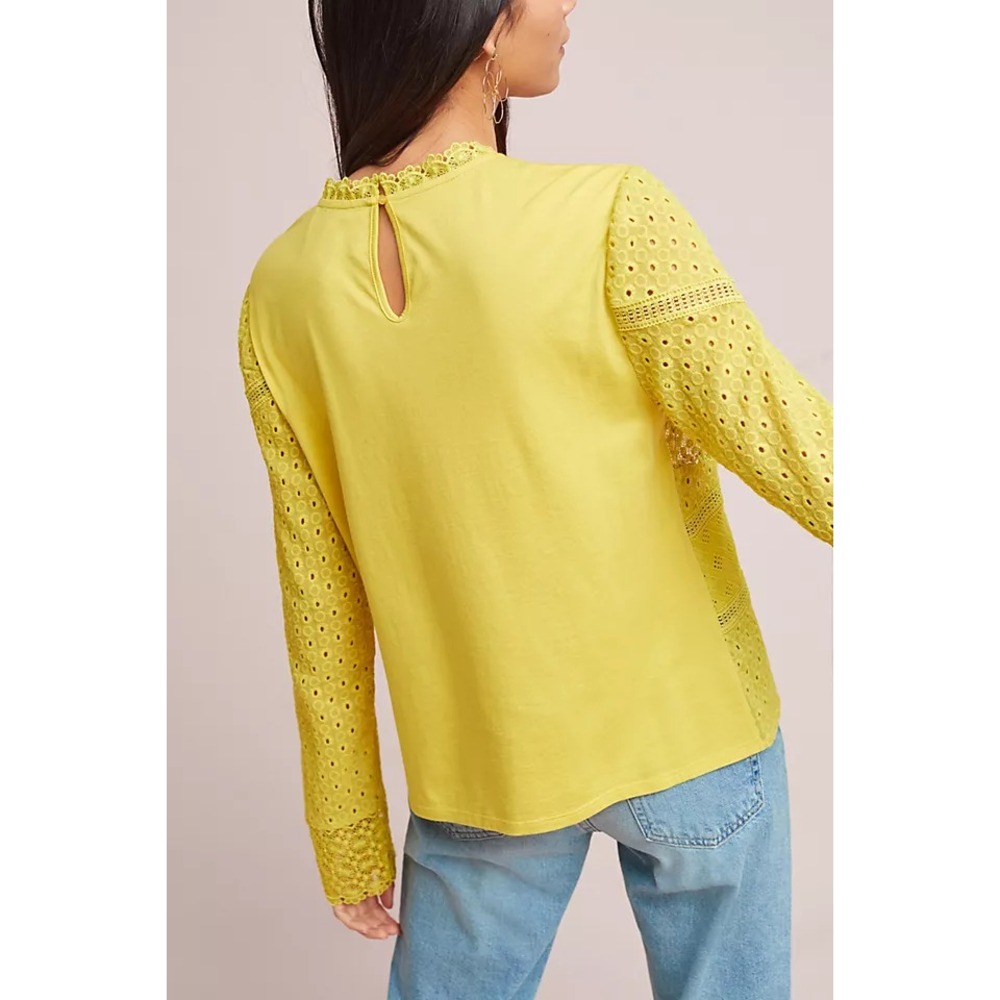 Anthropologie‎ James Coviello Burnham Lace Top Women's Size XS Gold Yellow - Picture 3 of 12